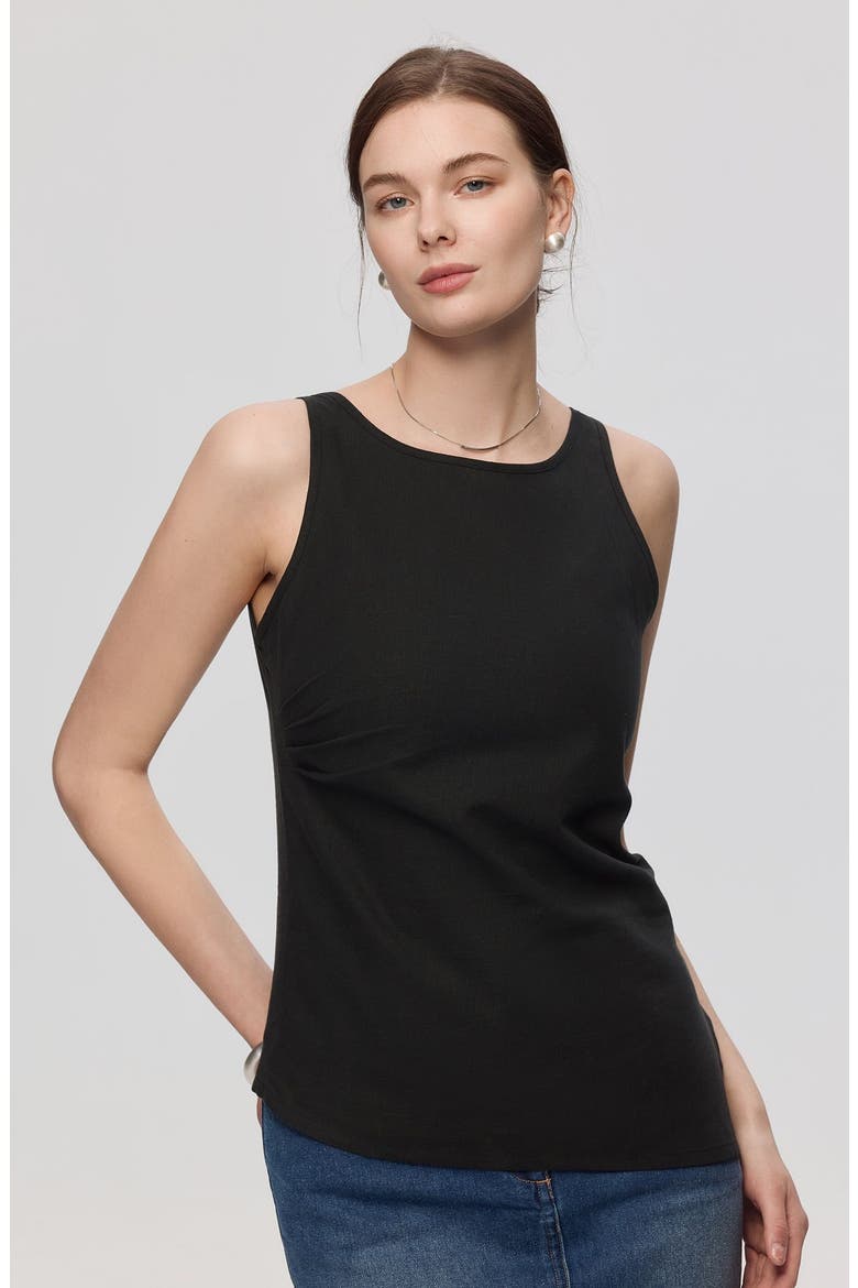 Sienna Pleated Tank, Alternate, color, Black