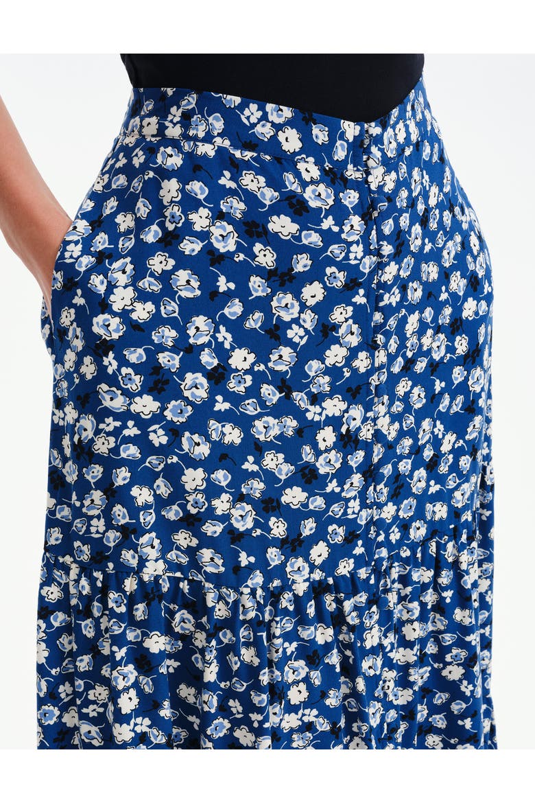 Isla Tiered Button Through Midi Skirt, Alternate, color, Navy Ditsy