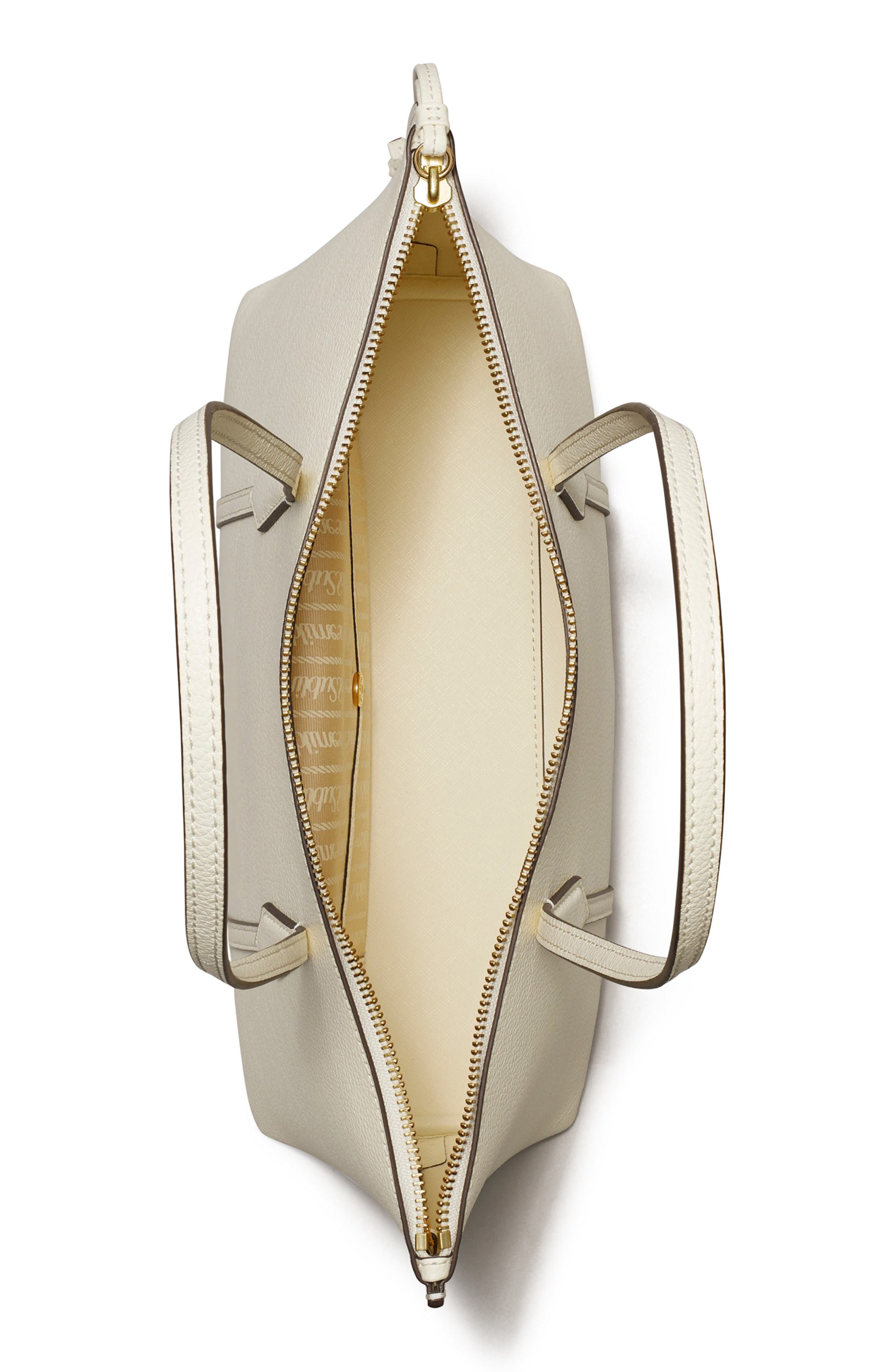 Tory Burch Small Perry Leather Zip Tote, Alternate, color, Warm White