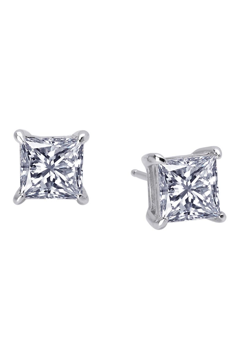Princess Cut Simulated Diamond Earrings, Main, color, SILVER/ CLEAR