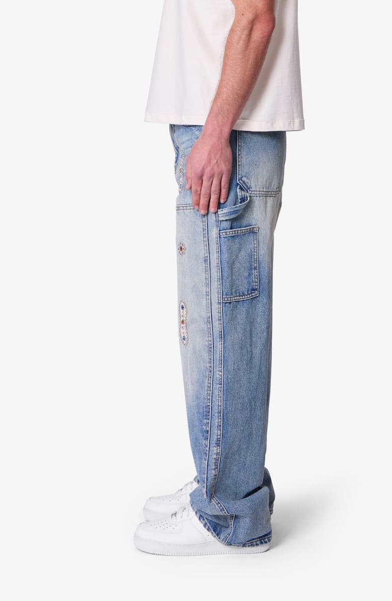 mnml Western Jewel Baggy Carpenter Jeans, Alternate, color, Blue