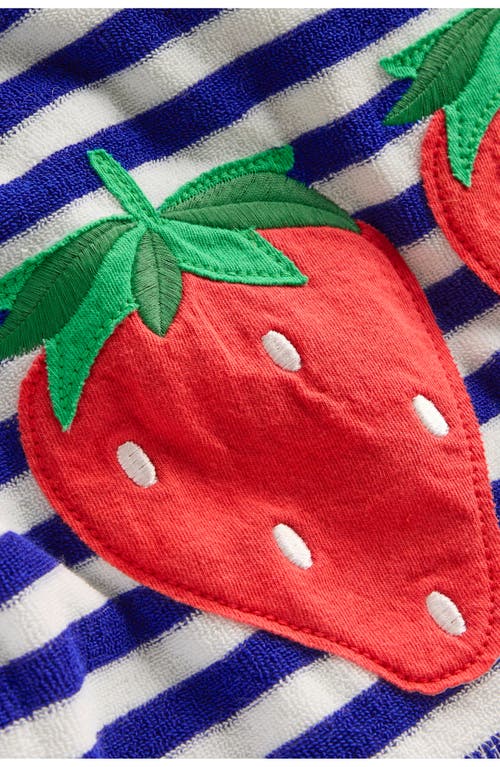 Mini Boden Kids' Mara Stripe Fruit Appliqué Terry Cloth Cover-up Tunic