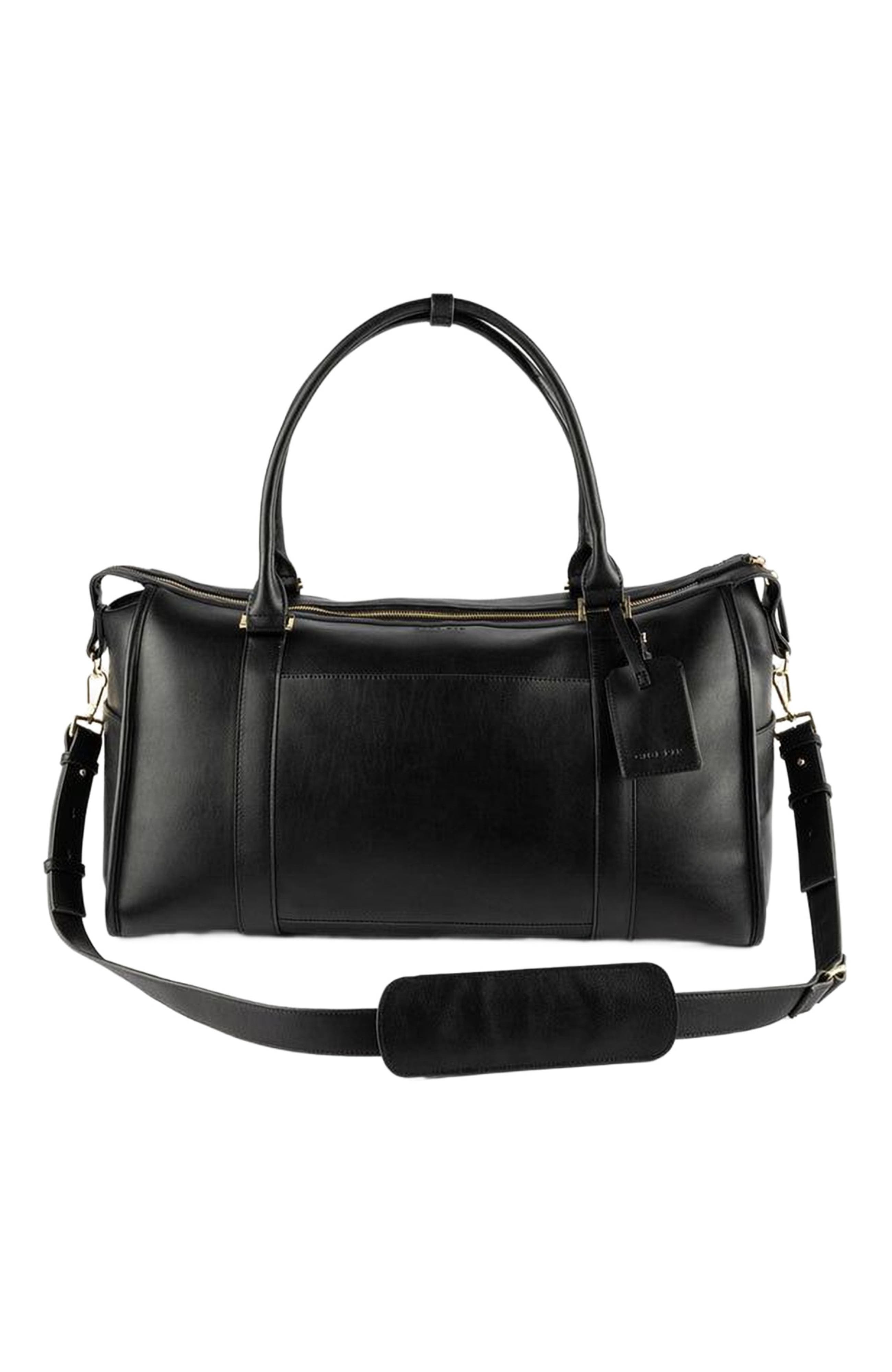 Gigi Pip Atlas Vegan Leather Weekender Bag, Main, color, Black