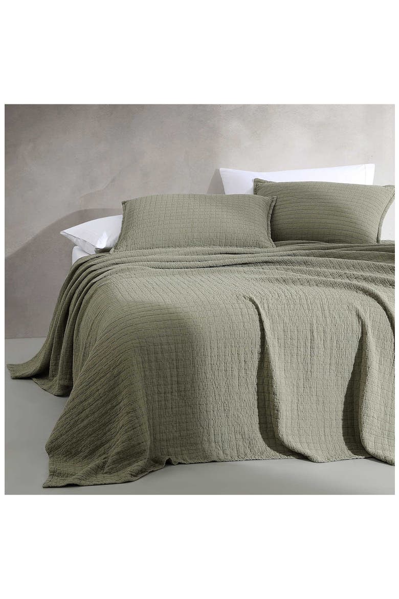 Essential Washed Jacquard Coverlet, Alternate, color, GREEN