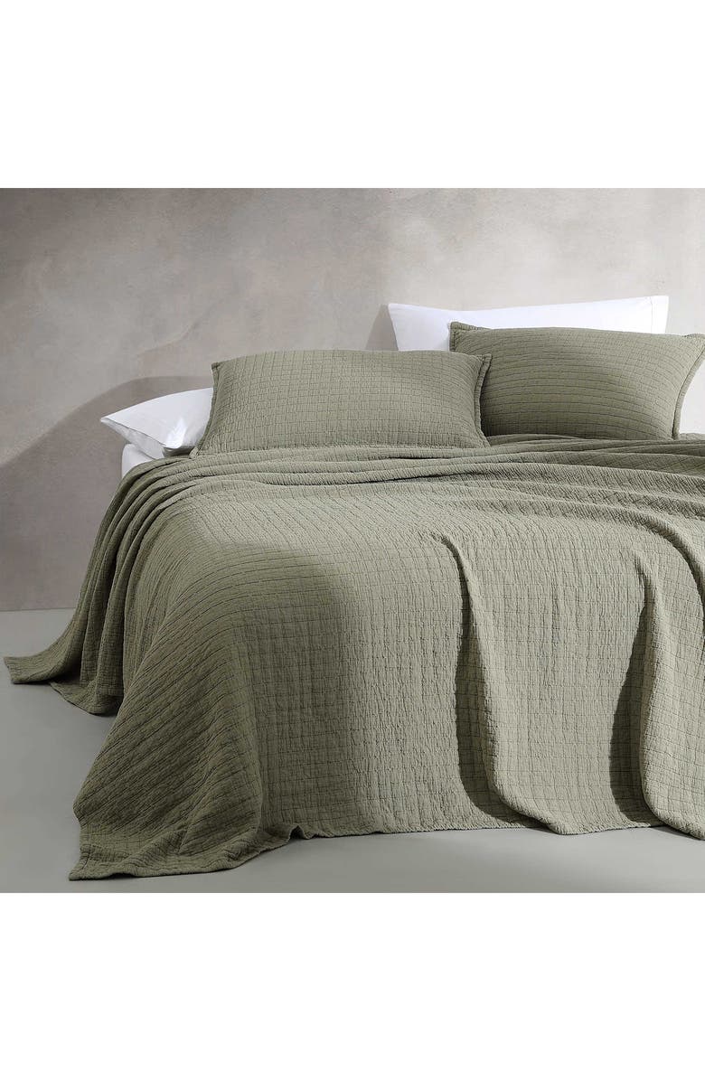 Calvin Klein Essential Washed Jacquard Coverlet, Alternate, color, Green