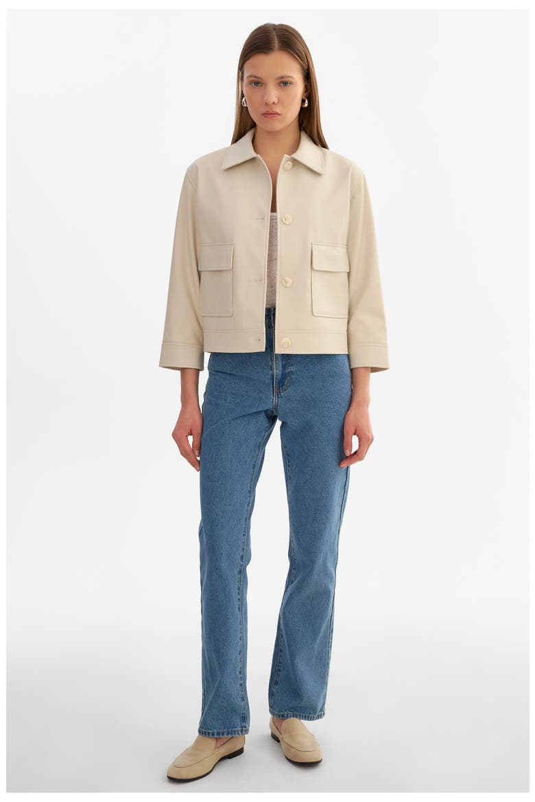 Elara | Faux Leather Jacket, Alternate, color, Bone