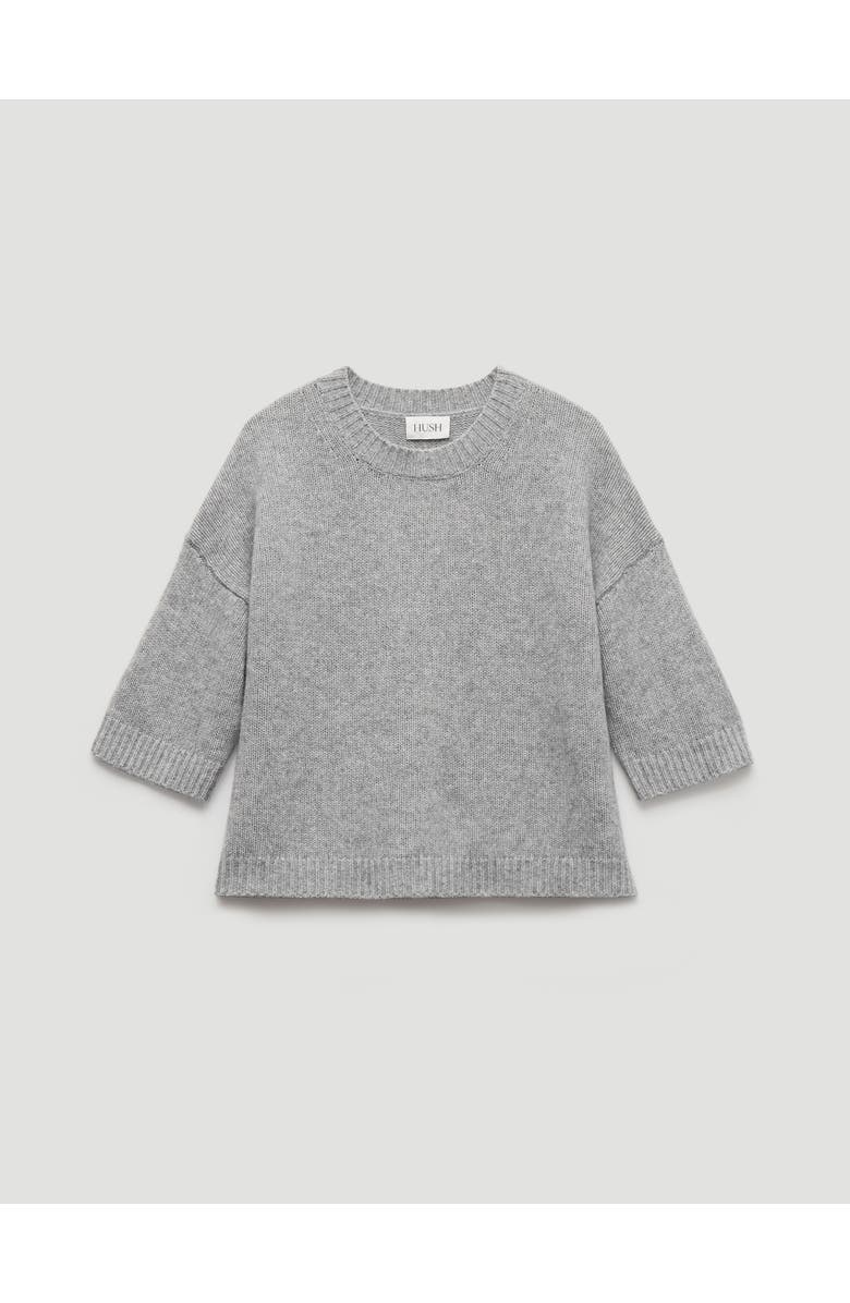 Hush Cherrie Chunky 100% Cashmere Tee, Alternate, color, Mid Grey Marl