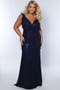 V-Neck Long Fitted Plus Size Sequin Fringe Formal Gown