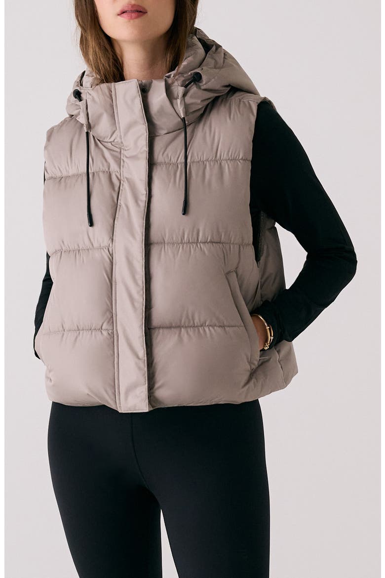 London Waterproof Hooded Vest, Main, color, PEBBLE