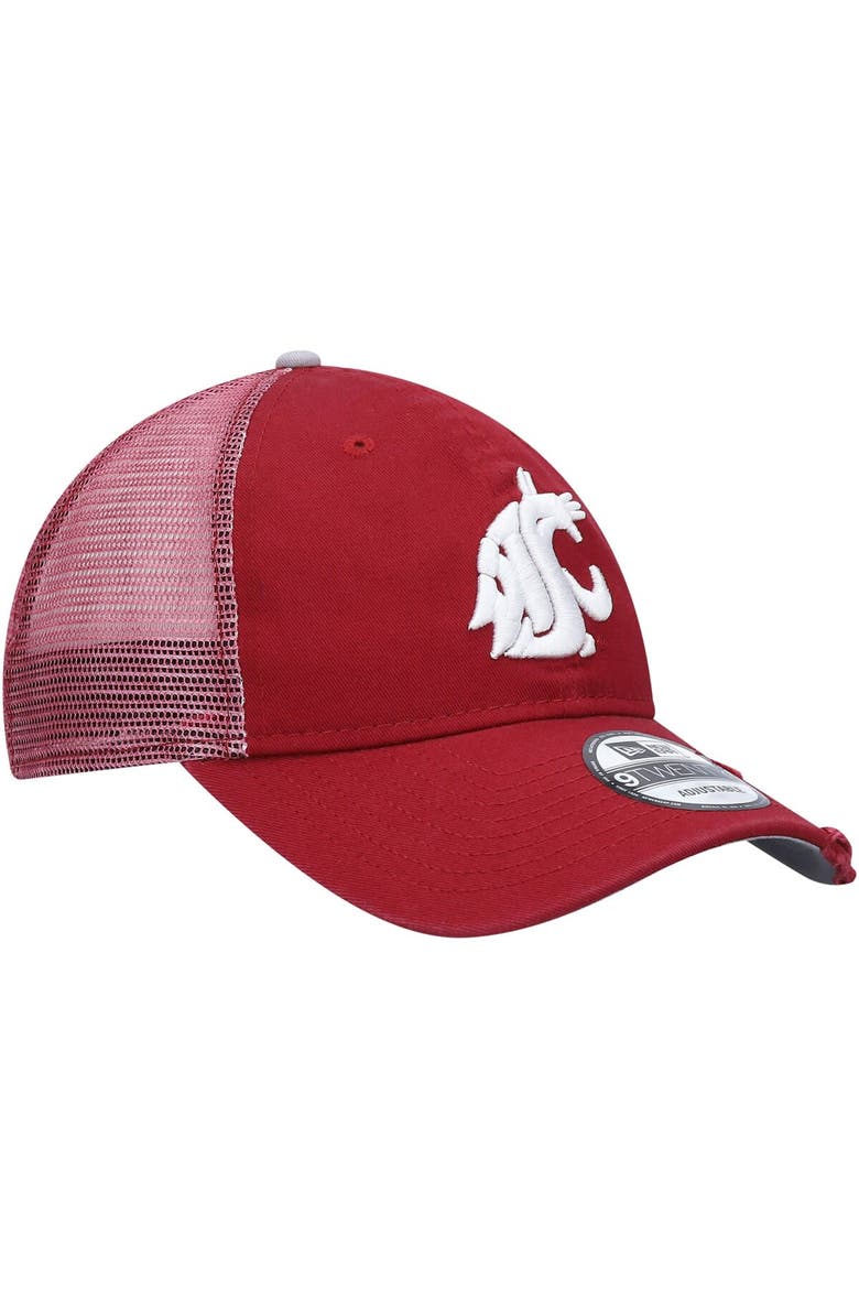 Men's New Era Crimson Washington State Cougars Rustic Trucker 9TWENTY Snapback Hat, Alternate, color, Crimson