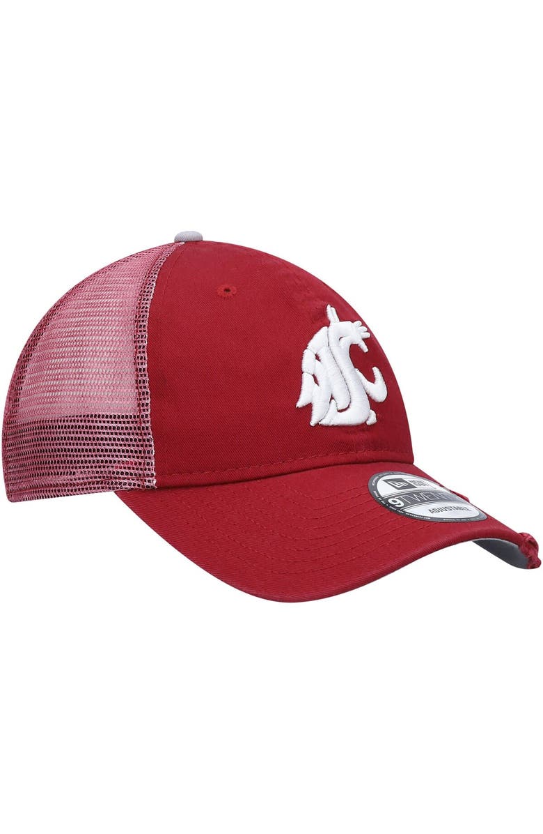 New Era Men's New Era Crimson Washington State Cougars Rustic Trucker 9TWENTY Snapback Hat, Alternate, color, 