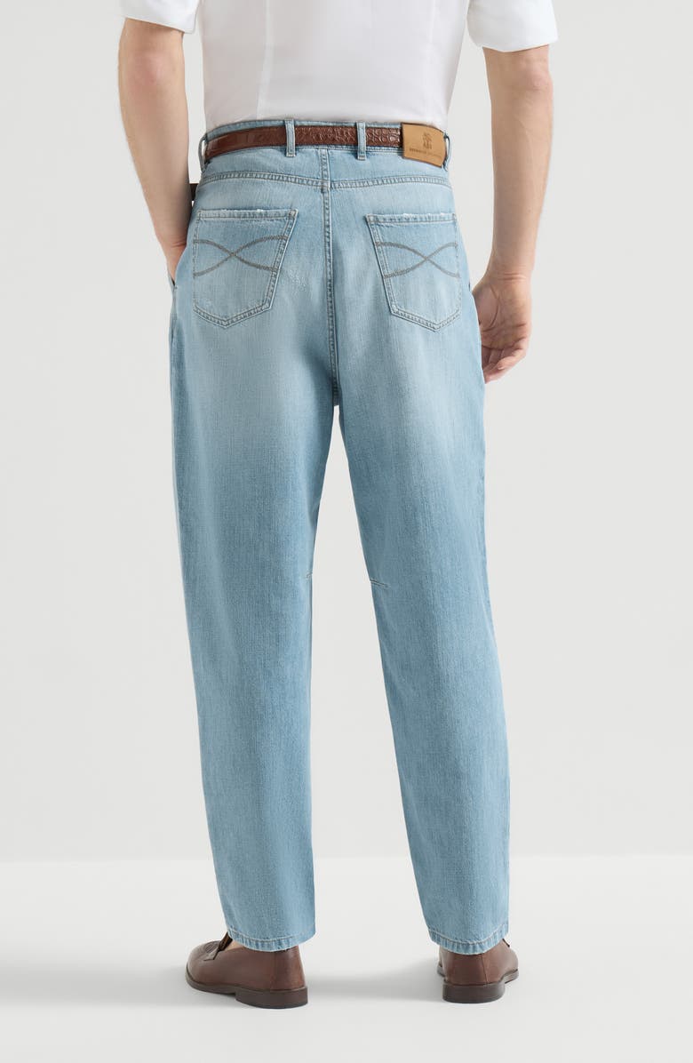 Brunello Cucinelli Denim trousers with rips, Alternate, color, Light Blue Denim