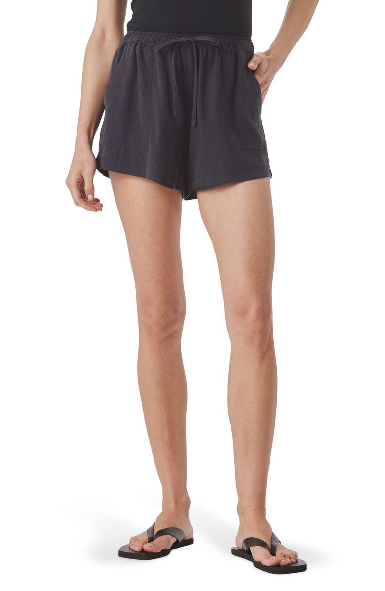 Splendid Rosalie Tie Waist Shorts, Main, color, Lead Black