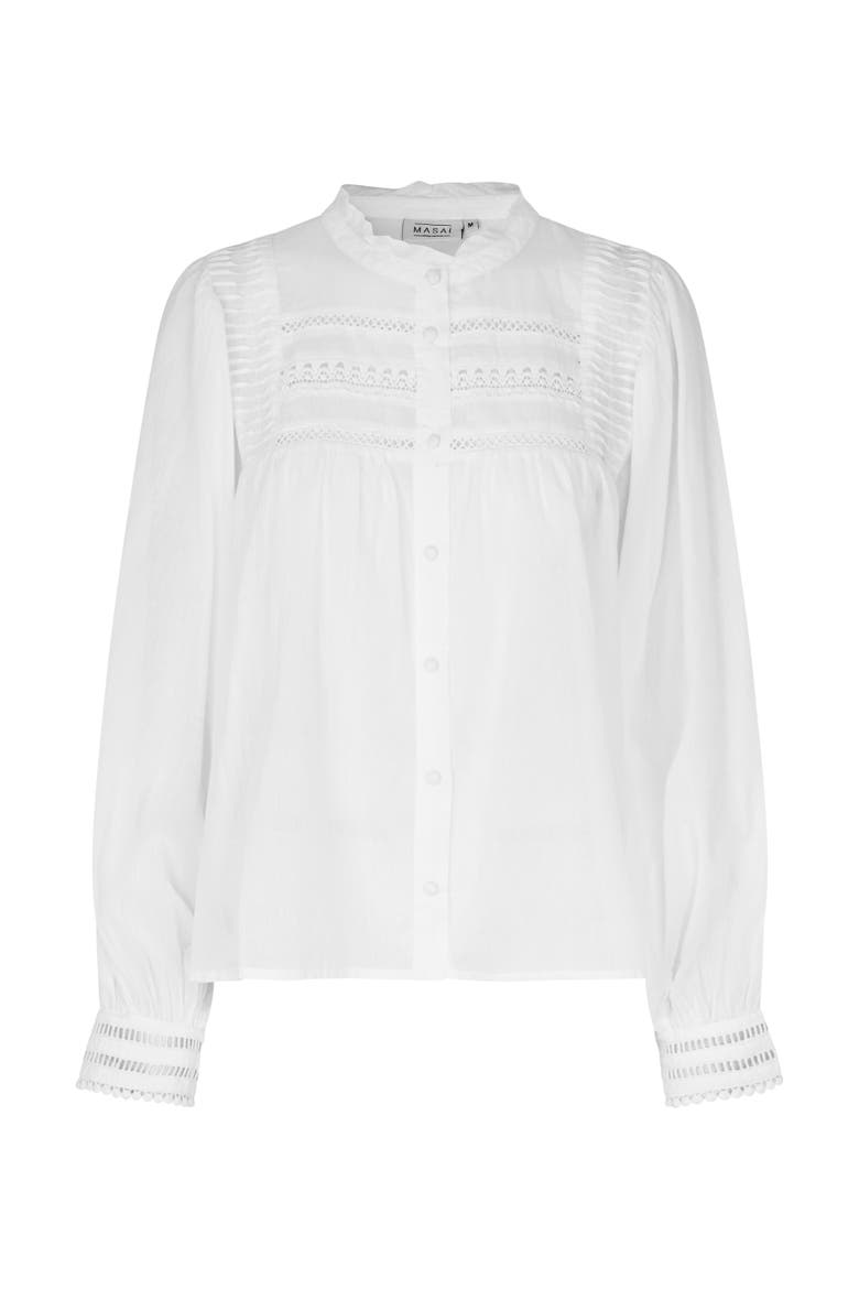 Maizoria Mandarin Collar Blouse, Alternate, color, White