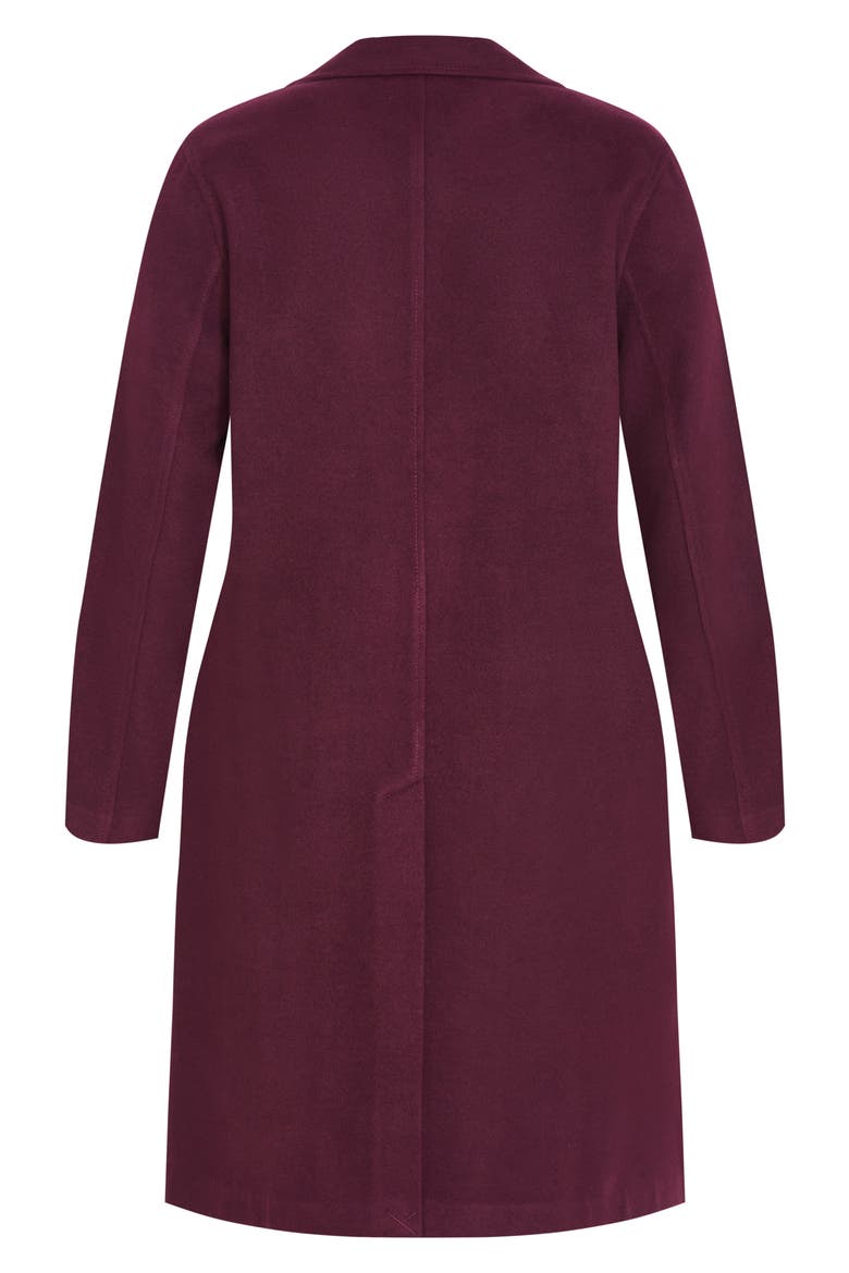 Anita Double Breasted Longline Melton Coat, Alternate, color, BORDEAUX