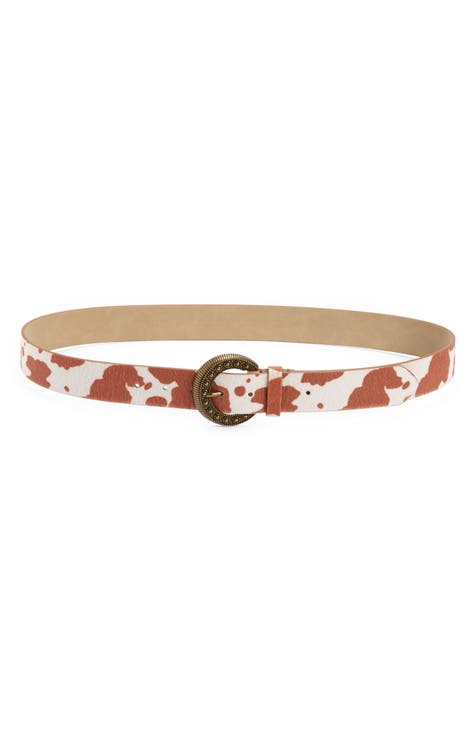 Cow Print Faux Calf Hair Belt