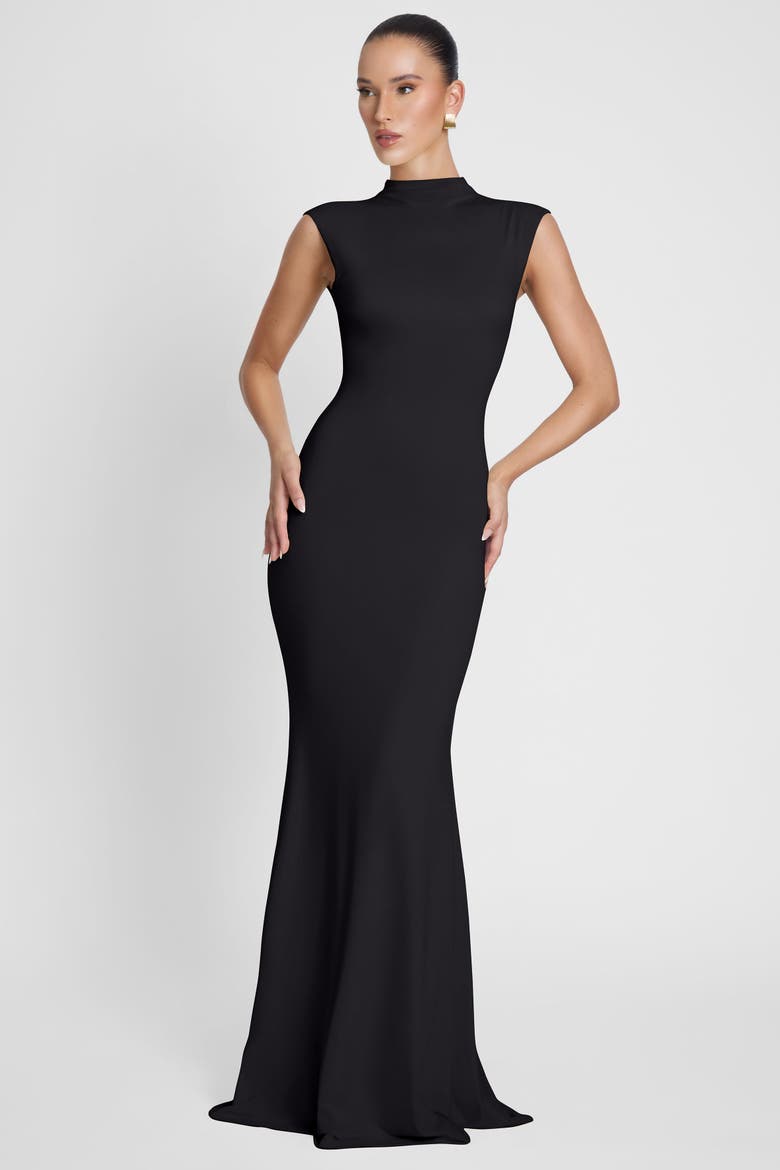 Como Cap Sleeve Maxi Dress, Alternate, color, Black
