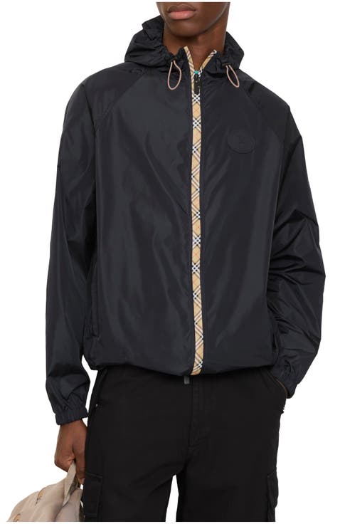 Checker-tape Nylon Hooded Jacket