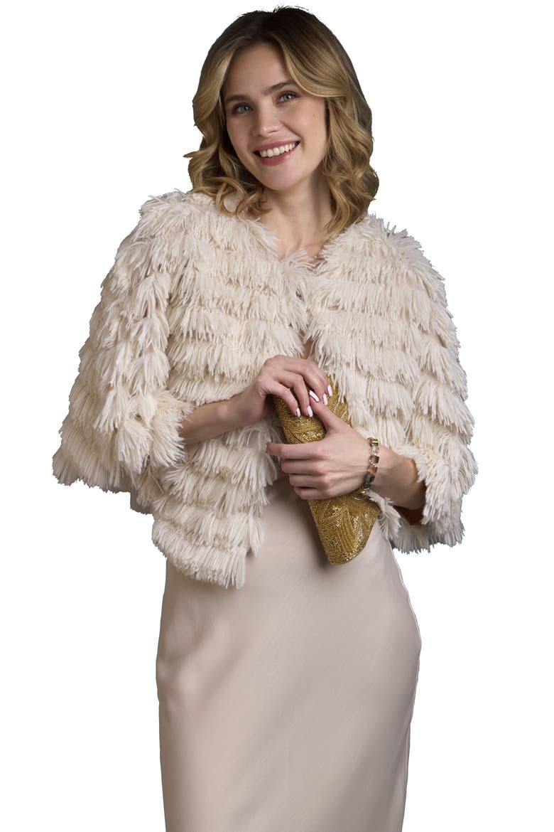 Faux Fur Capelet, Main, color, IVORY