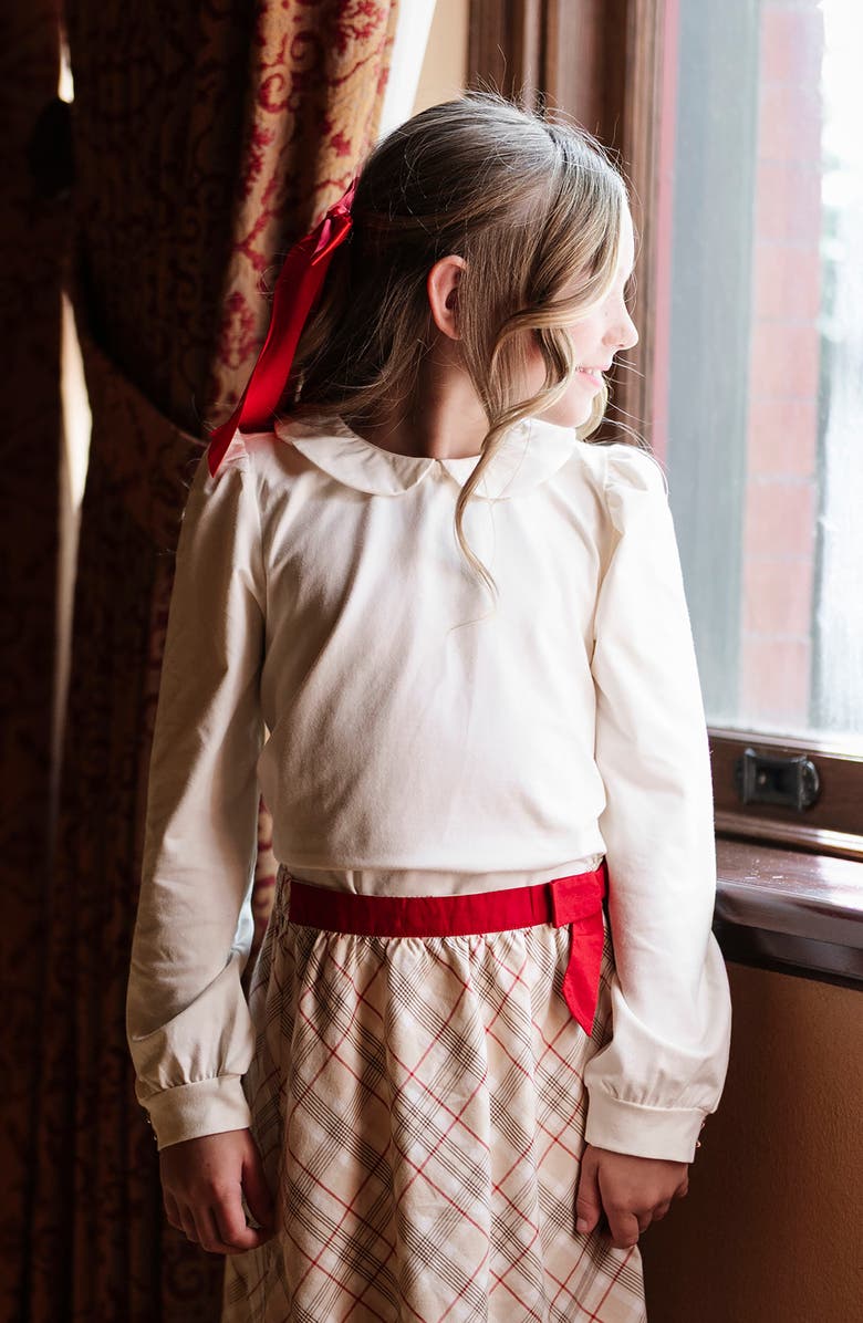 Hope & Henry Kids' Organic Long Sleeve Knit Top with Woven Collar, Alternate, color, Ivory