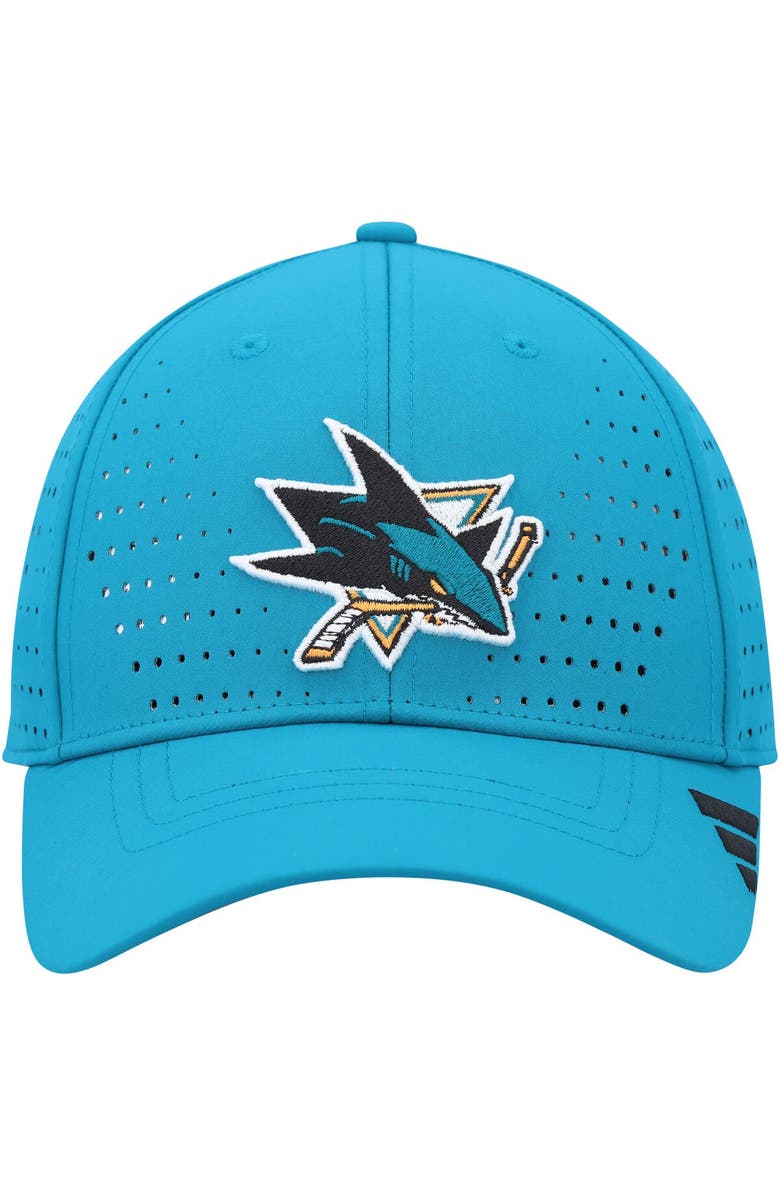 adidas Men's adidas Teal San Jose Sharks Laser Perforated AEROREADY Adjustable Hat, Alternate, color,