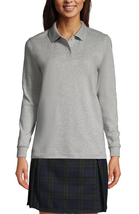 School Uniform  Long Sleeve Interlock Polo Shirt