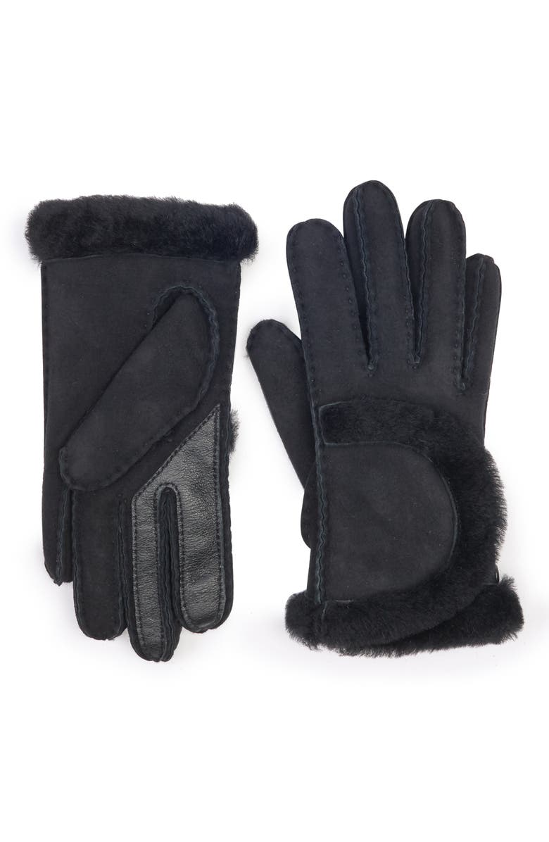 UGG<sup>®</sup> UGG Exposed Seam Genuine Shearling Gloves, Main, color,