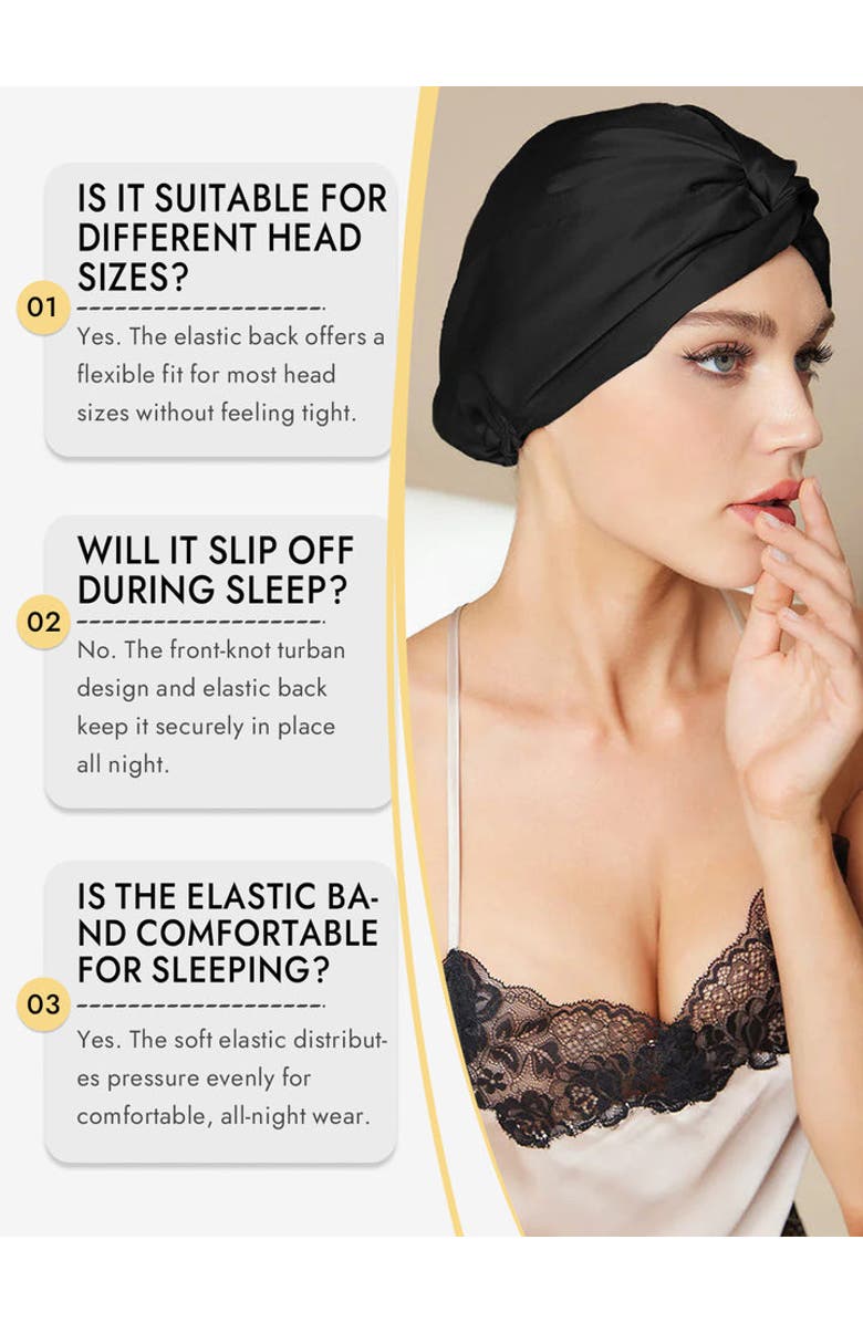 SILKSILKY Silk Bonnet & Scrunchie Set for Sleep & Styling, Alternate, color, Black