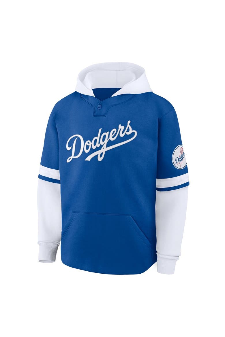 Men's Fanatics Royal/White Los Angeles Dodgers Oversized Fire Speed​ Layered Hoodie, Alternate, color, Royal