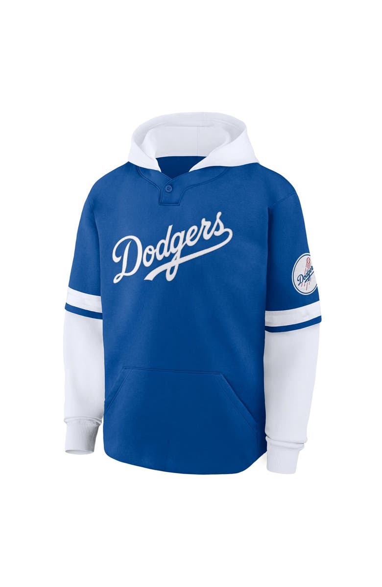 FANATICS Men's Fanatics Royal/White Los Angeles Dodgers Oversized Fire Speed​ Layered Hoodie, Alternate, color, Royal