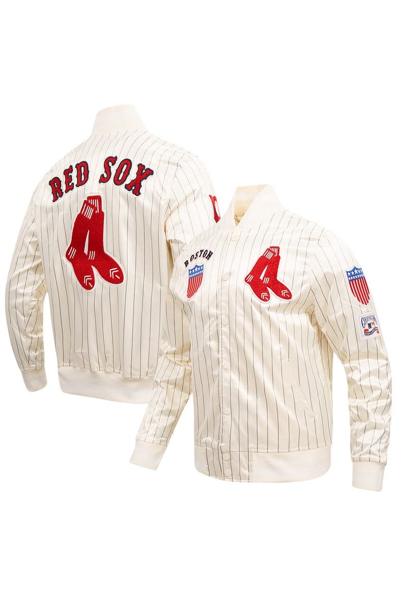 Men's Pro Standard Cream Boston Red Sox Cooperstown Collection Pinstripe Retro Classic Satin Full-Snap Jacket, Main, color, Cream
