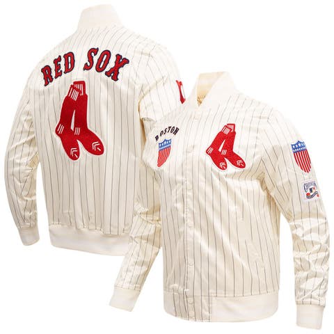 Men's Pro Standard Cream Boston Red Sox Cooperstown Collection Pinstripe Retro Classic Satin Full-Snap Jacket