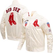 PRO STANDARD Men's Pro Standard Cream Boston Red Sox Cooperstown Collection Pinstripe Retro Classic Satin Full-Snap Jacket