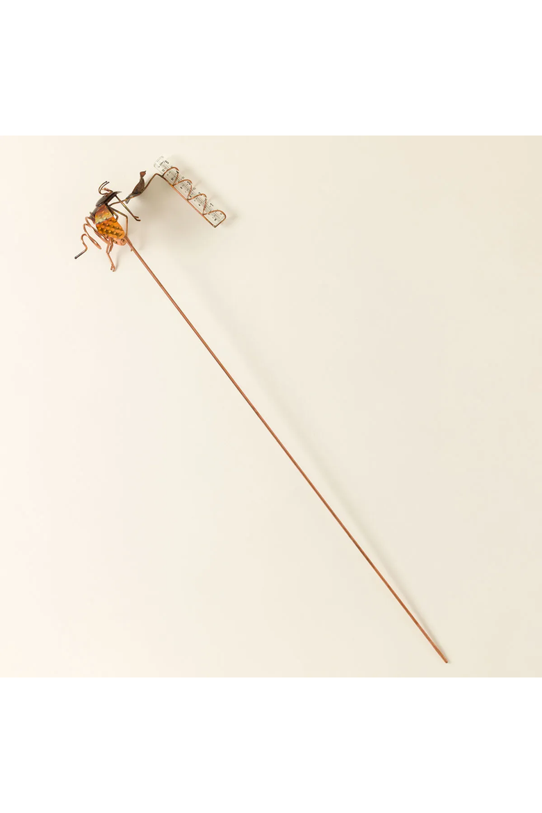 Bee Rain Gauge with Bee Drinking Cup by Haw Creek Forge, Alternate, color, Copper Patina