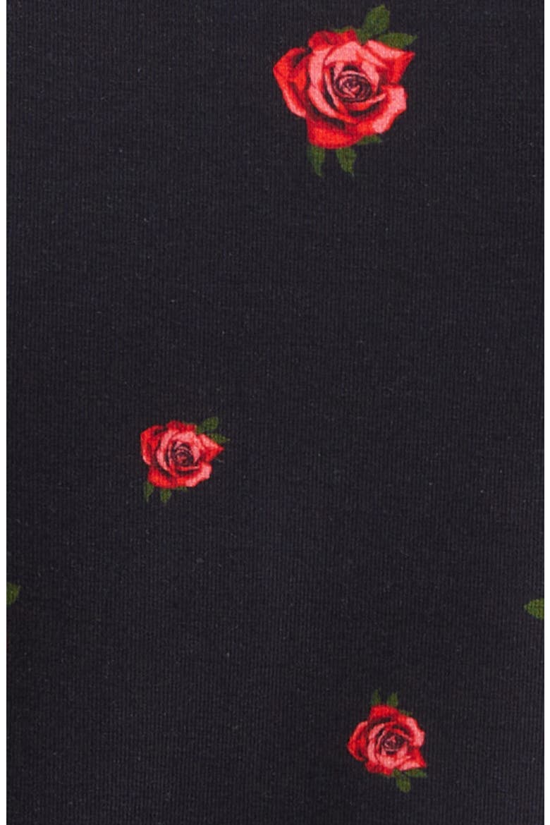 Ressi Rose Print T-Shirt, Alternate, color, BLACK/ RED ROSE EMB
