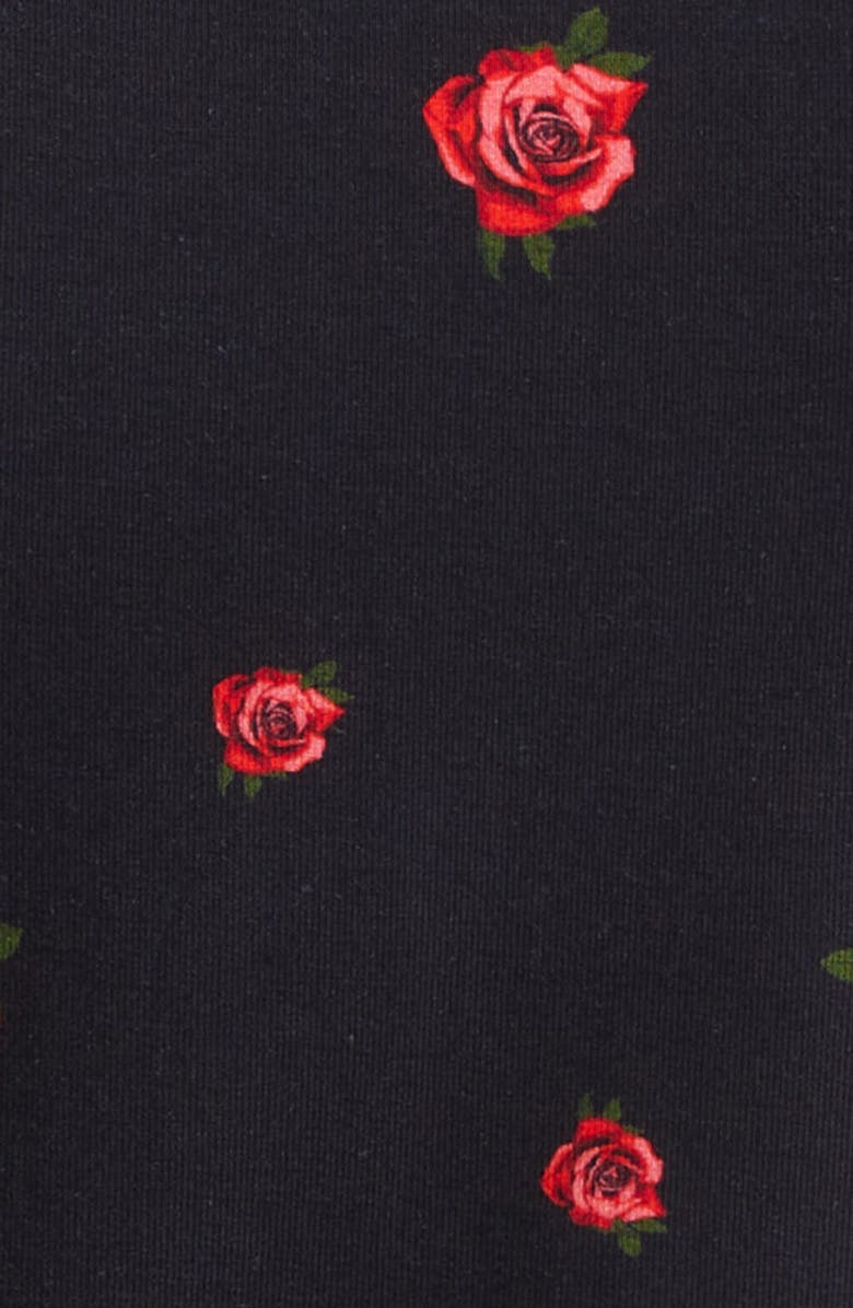 L'AGENCE Ressi Rose Print T-Shirt, Alternate, color, Black/ Red Rose Emb