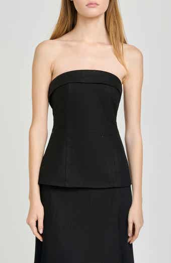 x Hannah Lovey Porter Delaney Strapless Linen Blend Peplum Top (Nordstrom Exclusive)