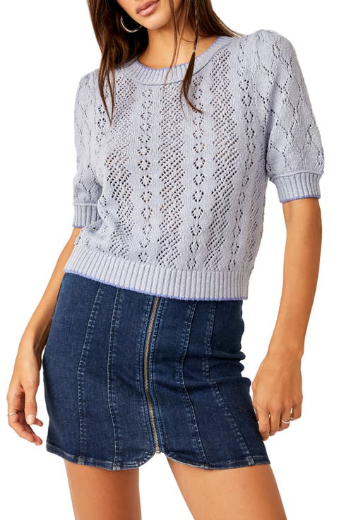 Eloise Open Stitch Puff Shoulder Sweater