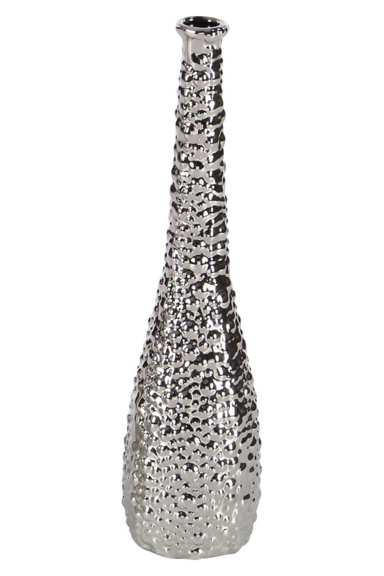 Silvertone Ceramic Glam Vase with Varying Patterns - Set of 3, Alternate, color, SILVER