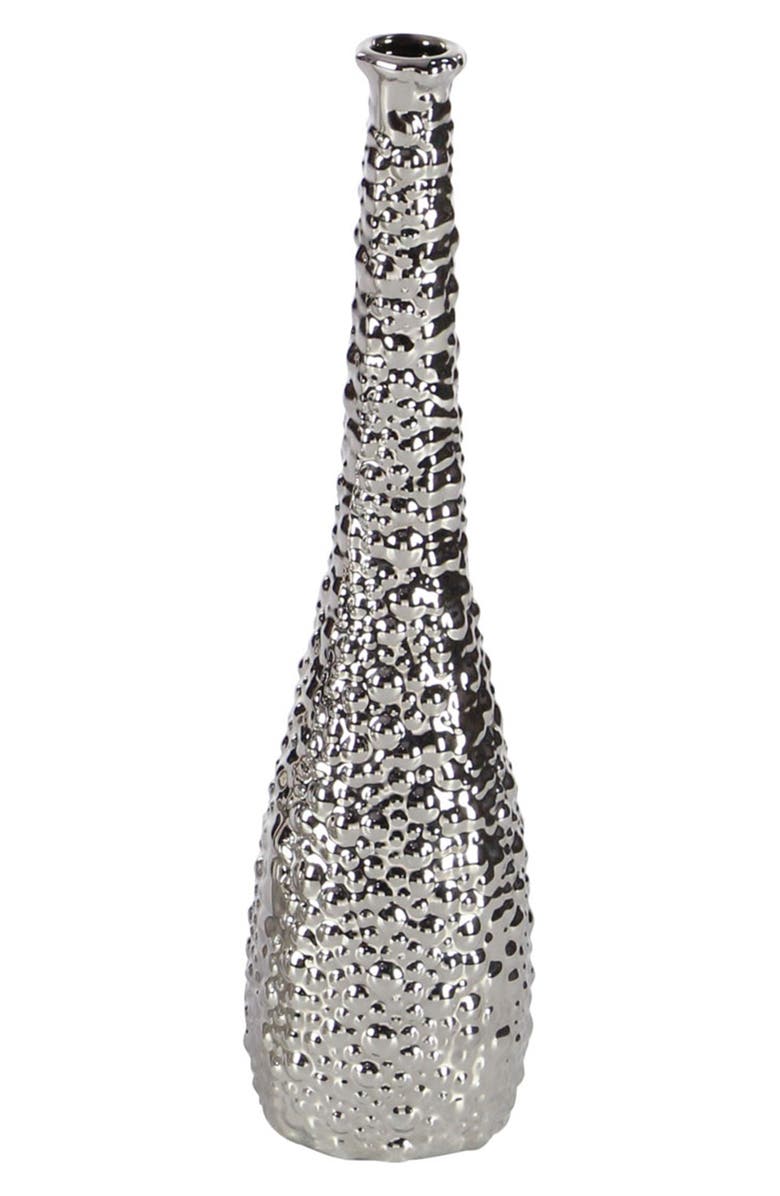 WILLOW ROW Silvertone Ceramic Glam Vase with Varying Patterns - Set of 3, Alternate, color, Silver