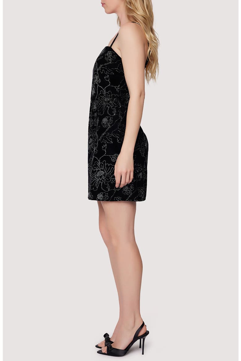 Garden Gala Metallic Floral Minidress, Alternate, color, BLACK SILVER