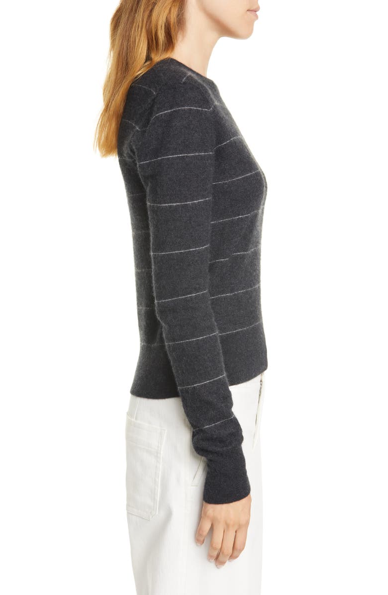 Vince Stripe Fitted Cashmere Crewneck Sweater, Alternate, color,
