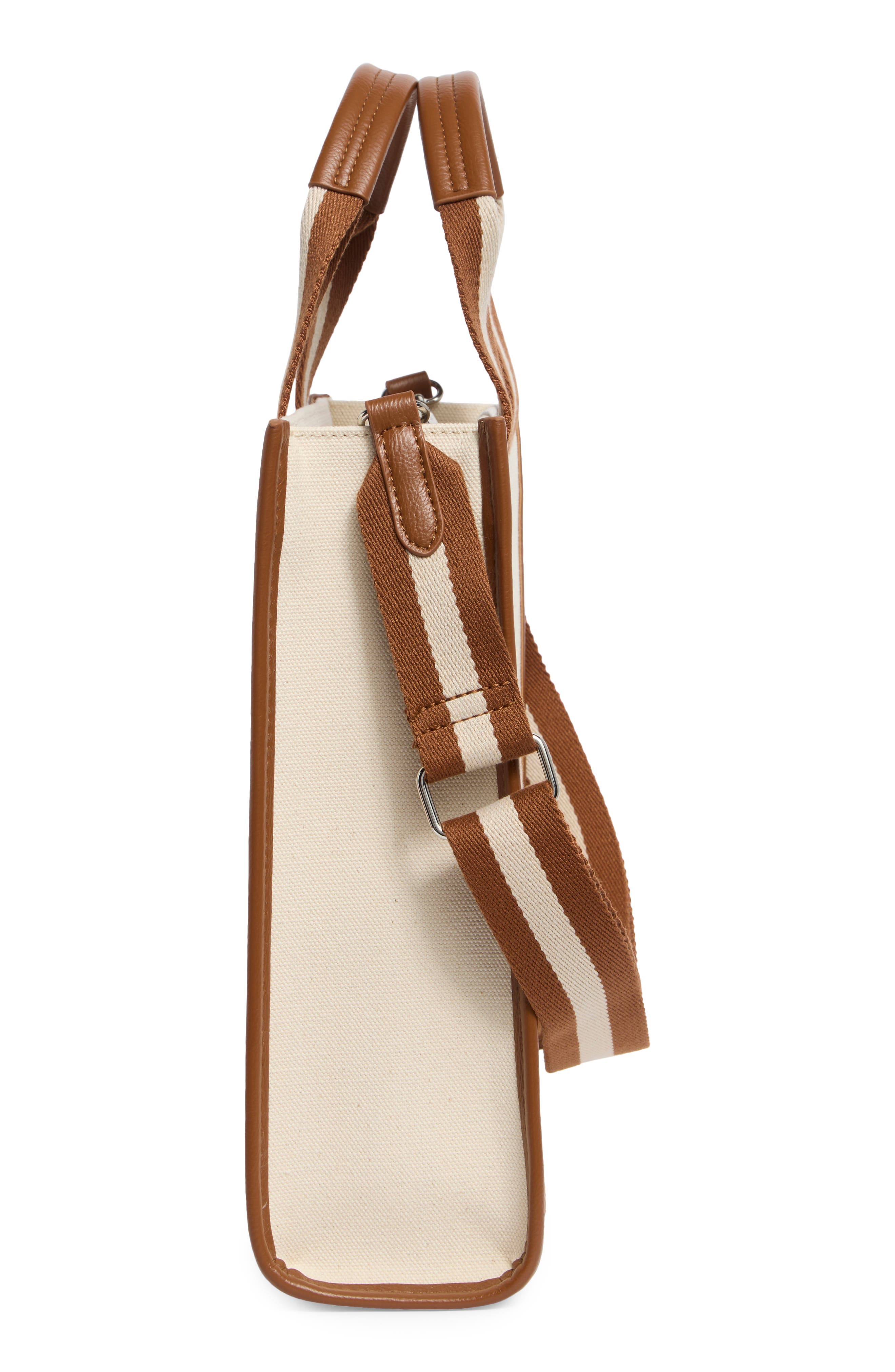 BCBG Contrast Pocket Mini Tote Bag, Alternate, color, Natural/ Cognac