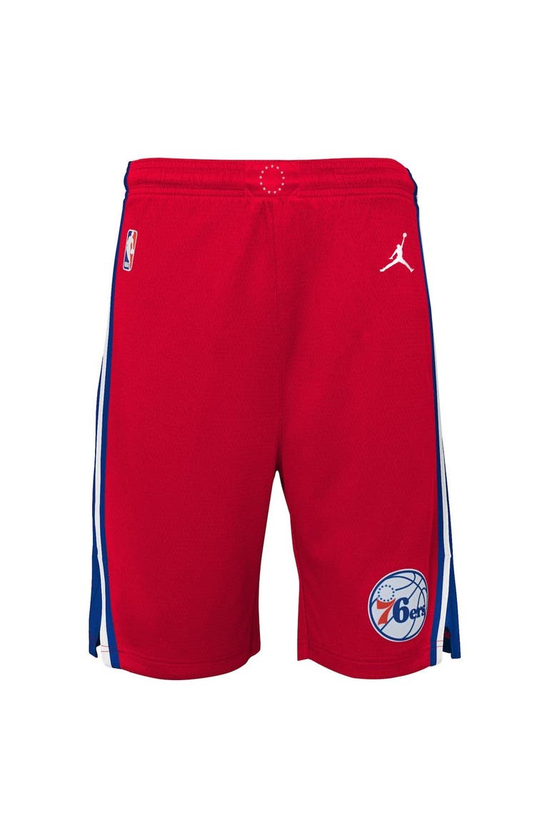 Youth Jordan Brand Red Philadelphia 76ers Statement Edition Swingman Performance Shorts, Main, color, Red