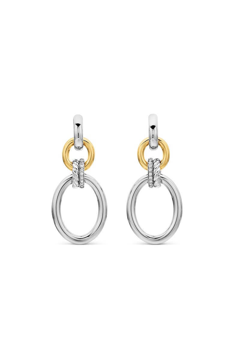 David Yurman Mercer<sup>™</sup> Pavé Diamond Circular Drop Earrings, Main, color, Sterling Silver/ 18Ky Gold