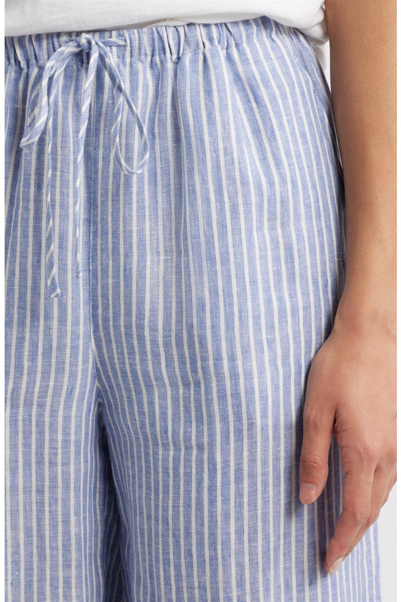 Wide Leg Crop Linen Pants, Alternate, color, BLUE- IVORY PENNY STRIPE