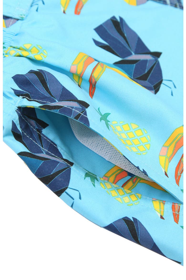 Kid's Swim Trunks with Mesh Lining and UPF 50+, Alternate, color, Geometric bird