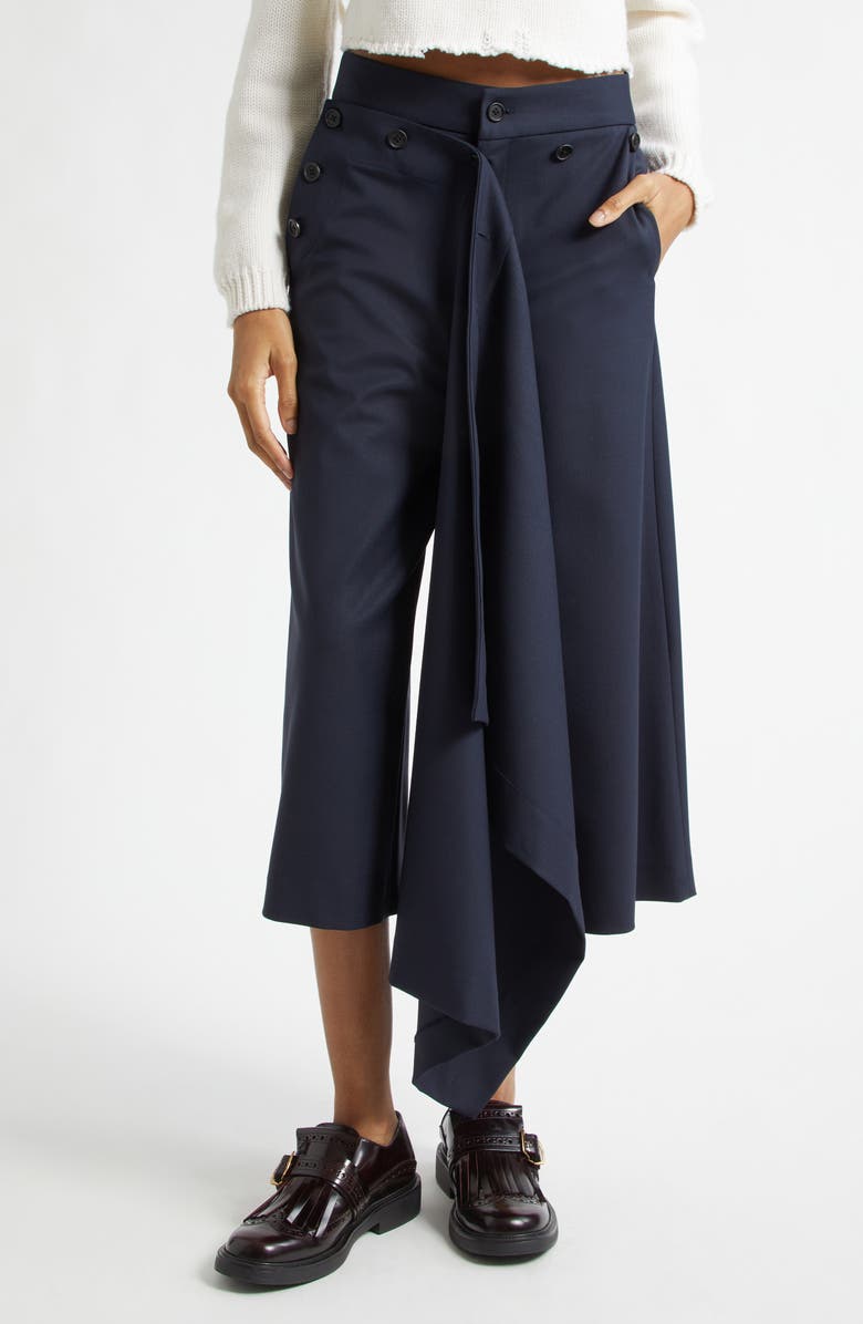MONSE Front Cascade Stretch Wool Crop Sailor Pants, Alternate, color, Midnight