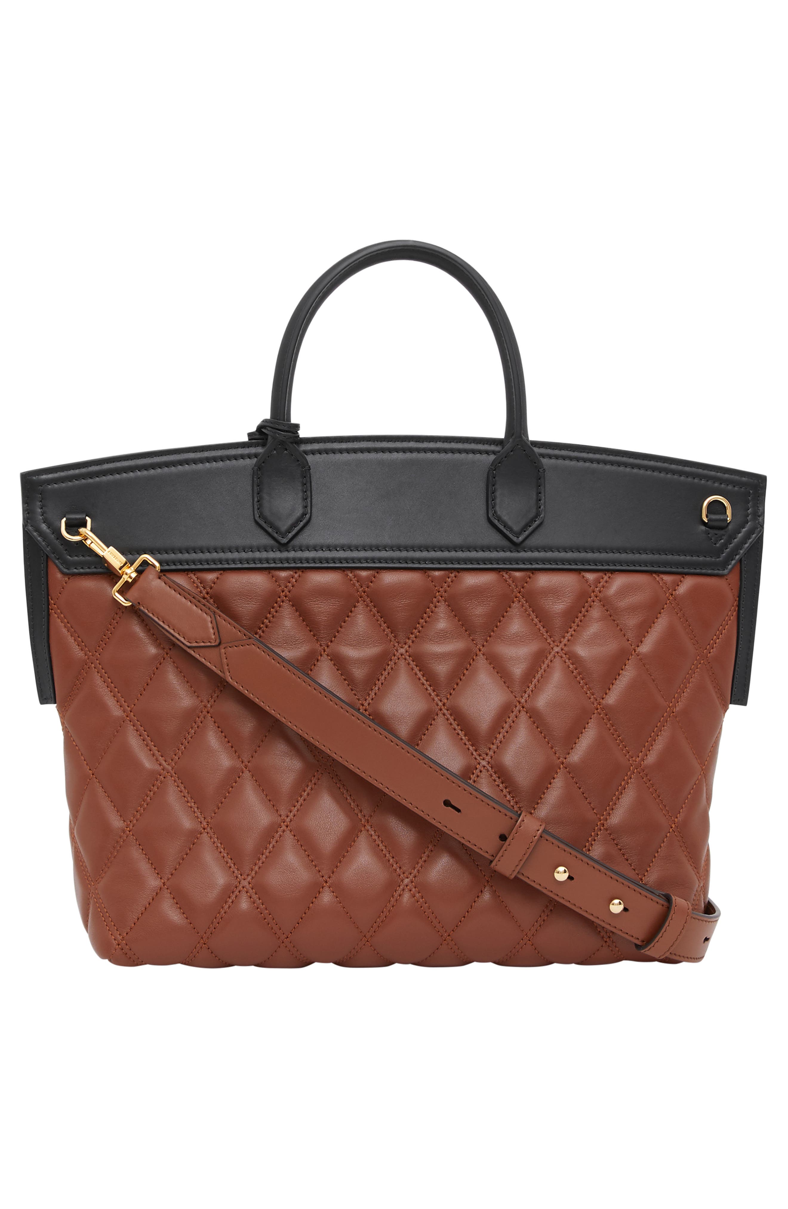 Burberry Small Society Quilted Leather Top Handle Tote, Alternate, color, 