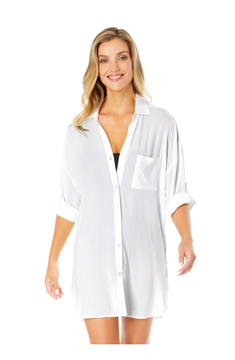 Anne Cole Women's Live In Color Button Down Shirt Swimsuit Cover Up, Main, color, 